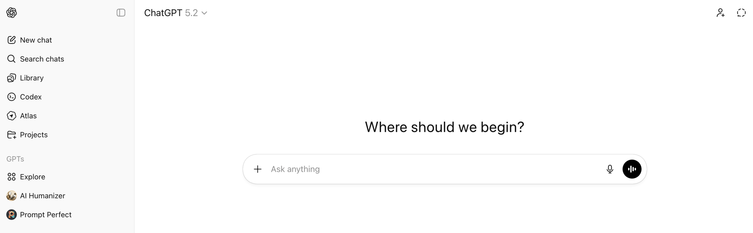 ChatGPT Screenshot of ChatGPT's main page