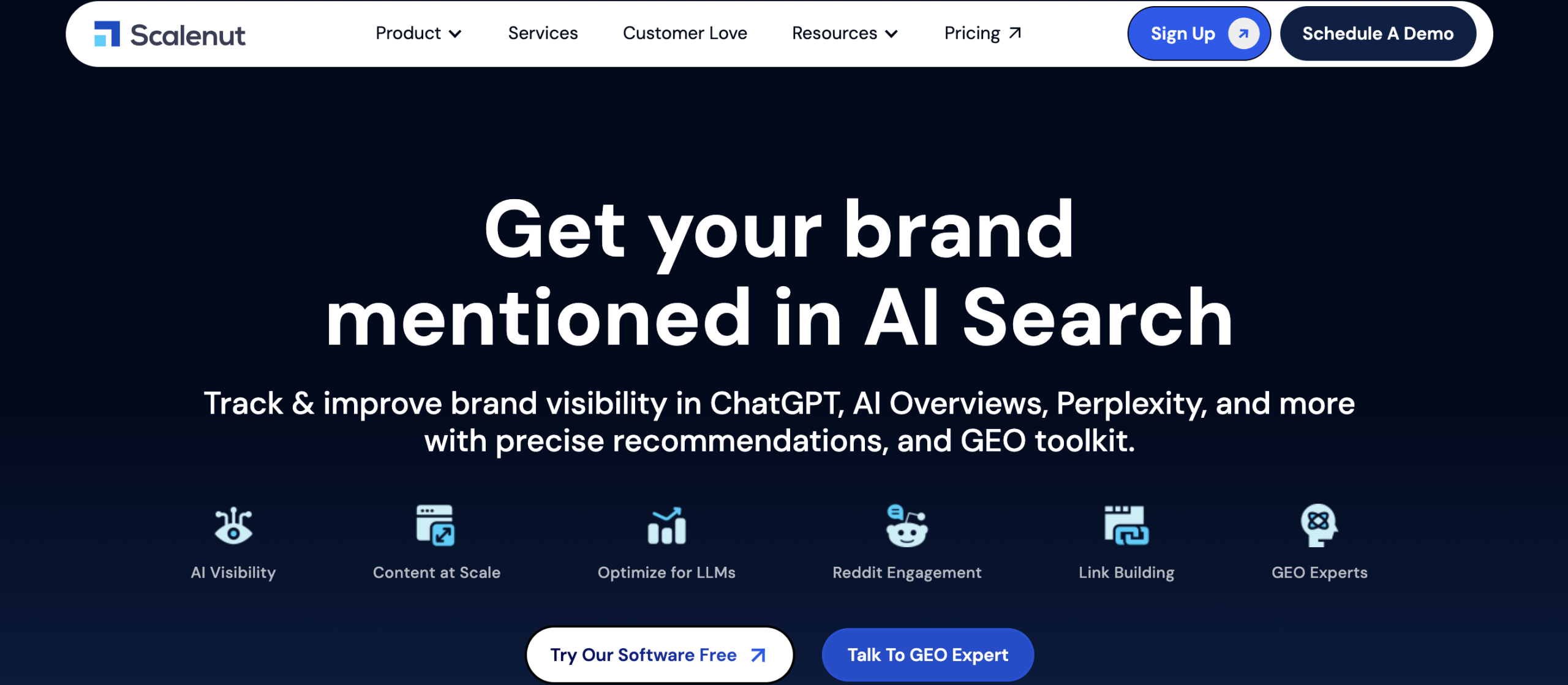 Scalenut Screenshot of the Scalenut website's main page