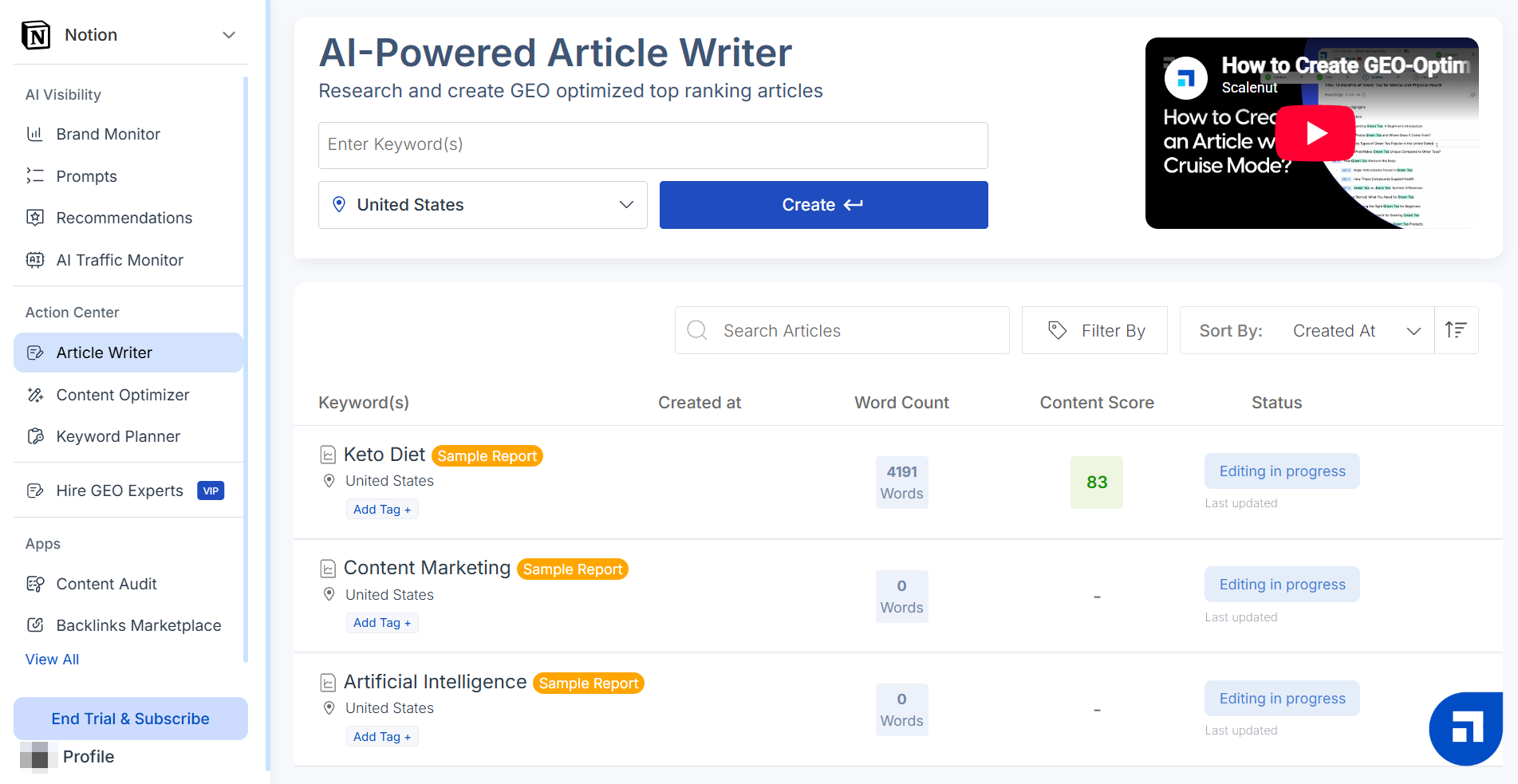Scalenut Scalenut'S AI-powered Article Writer