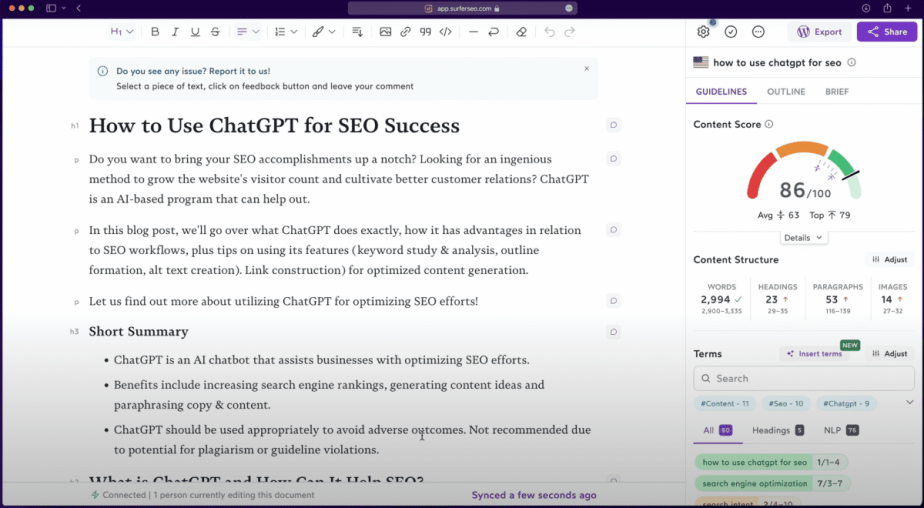 Surfer SEO Surfer SEO interface