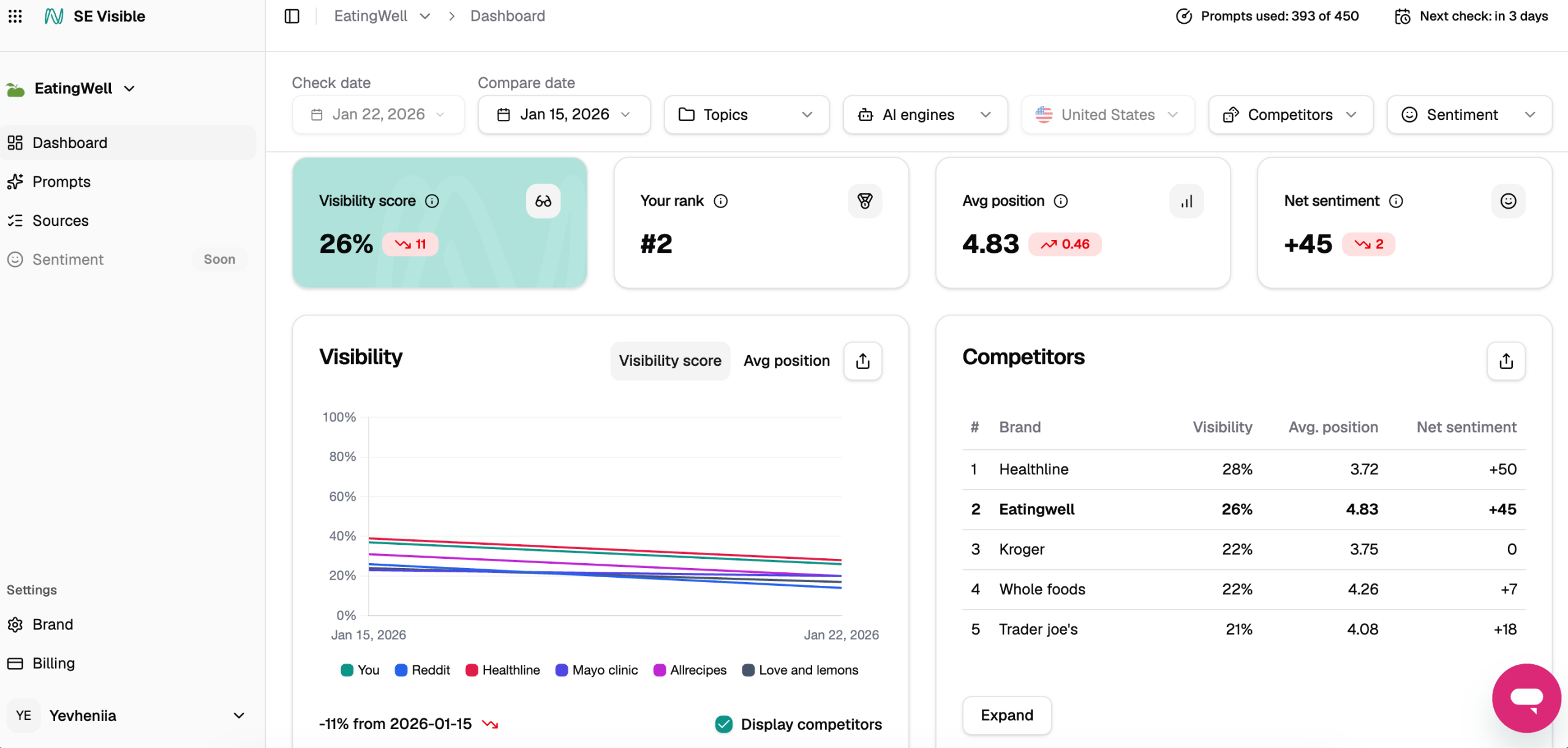 SE Visible AI visibility overview