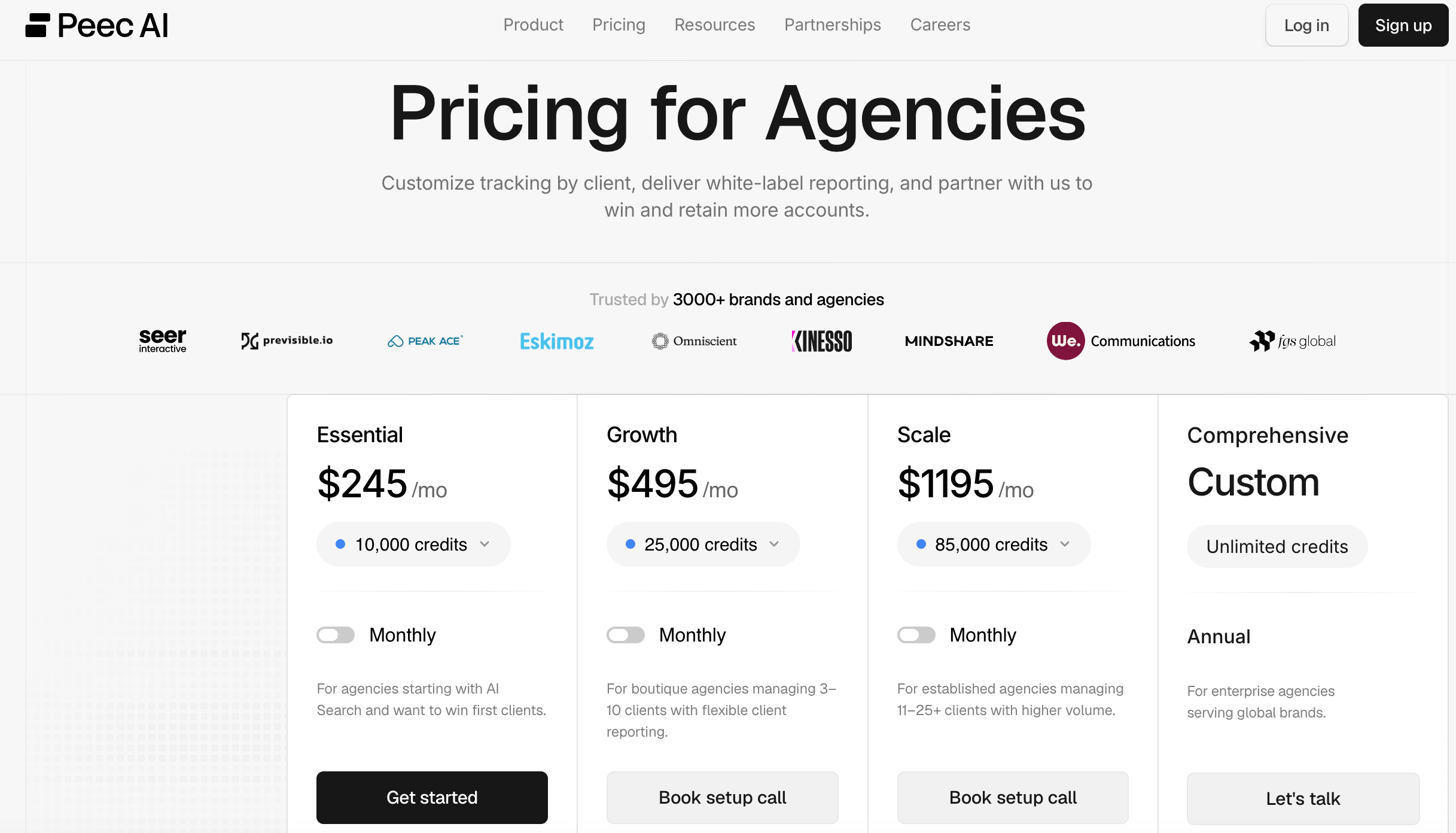 Agency pricing in Peec AI Pricing for agencies in Peec AI
