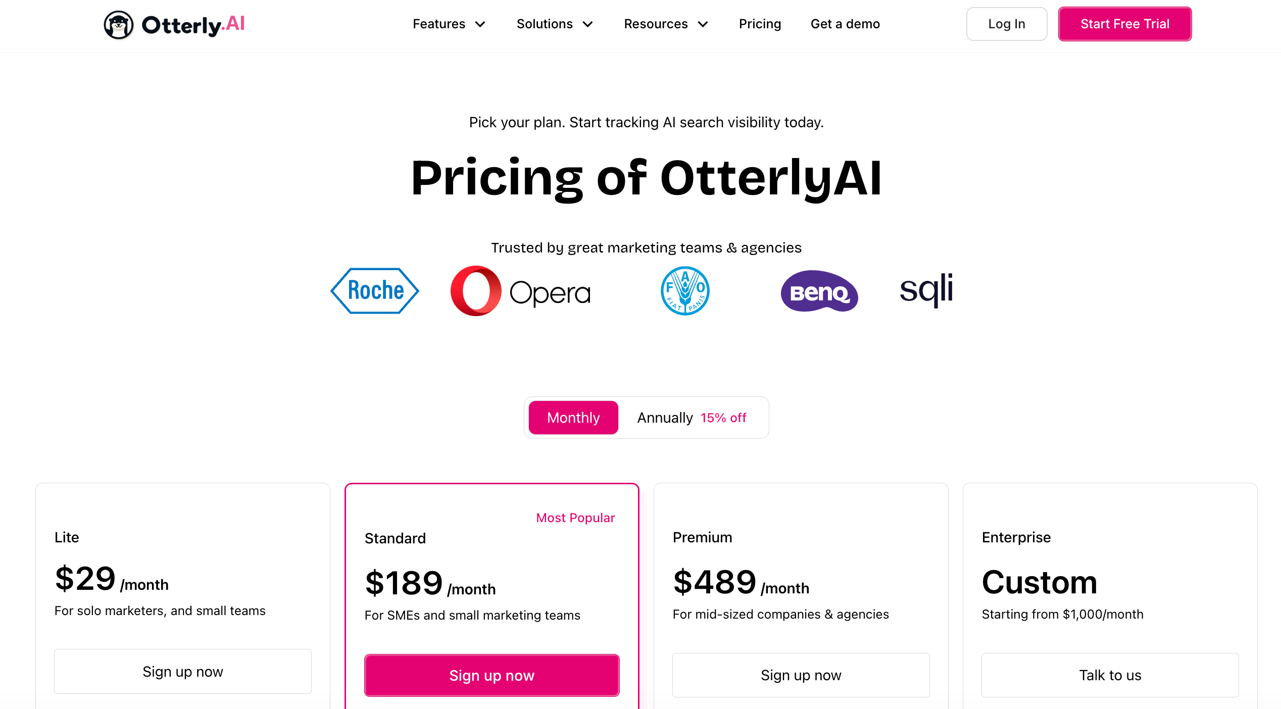 Otterly.ai pricing otterly.ai pricing page