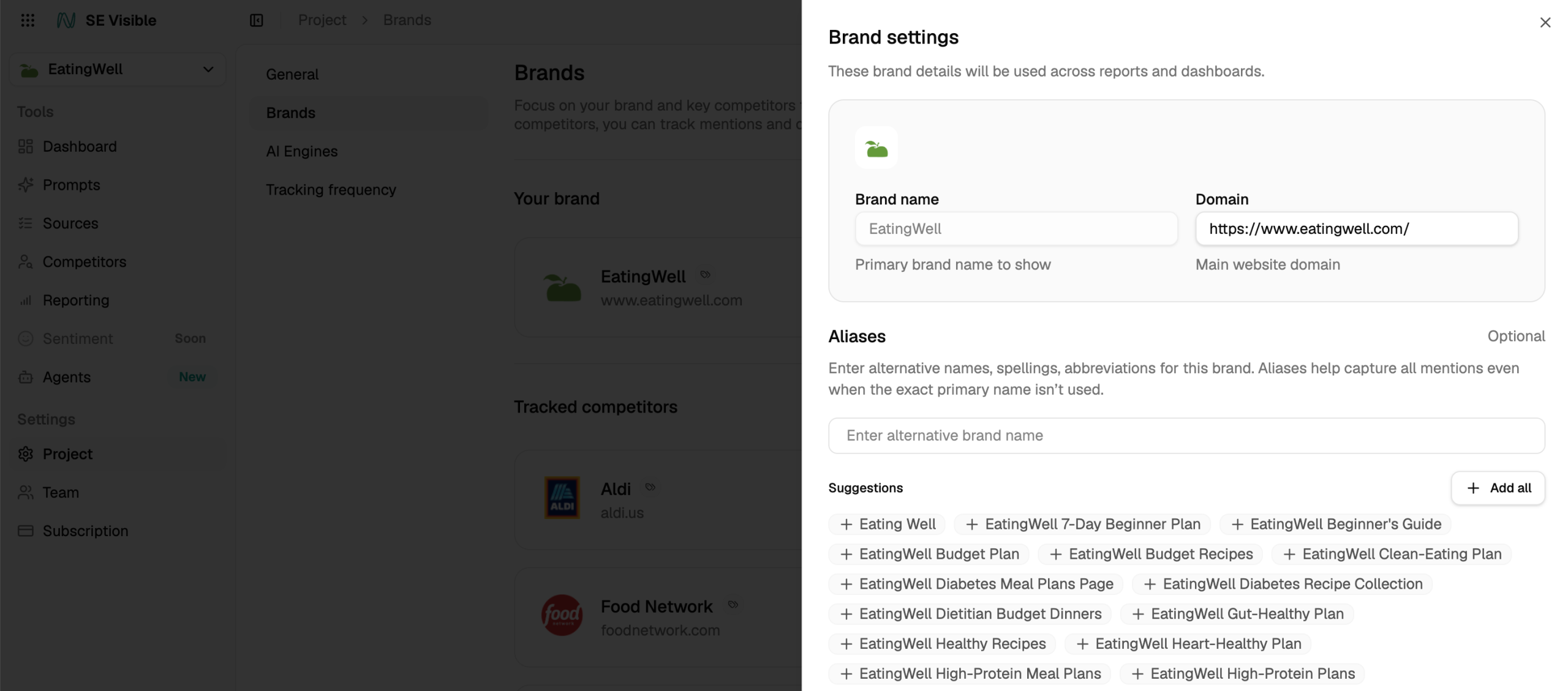 Set up brand aliases in SE Visible Brand aliases in SE Visible