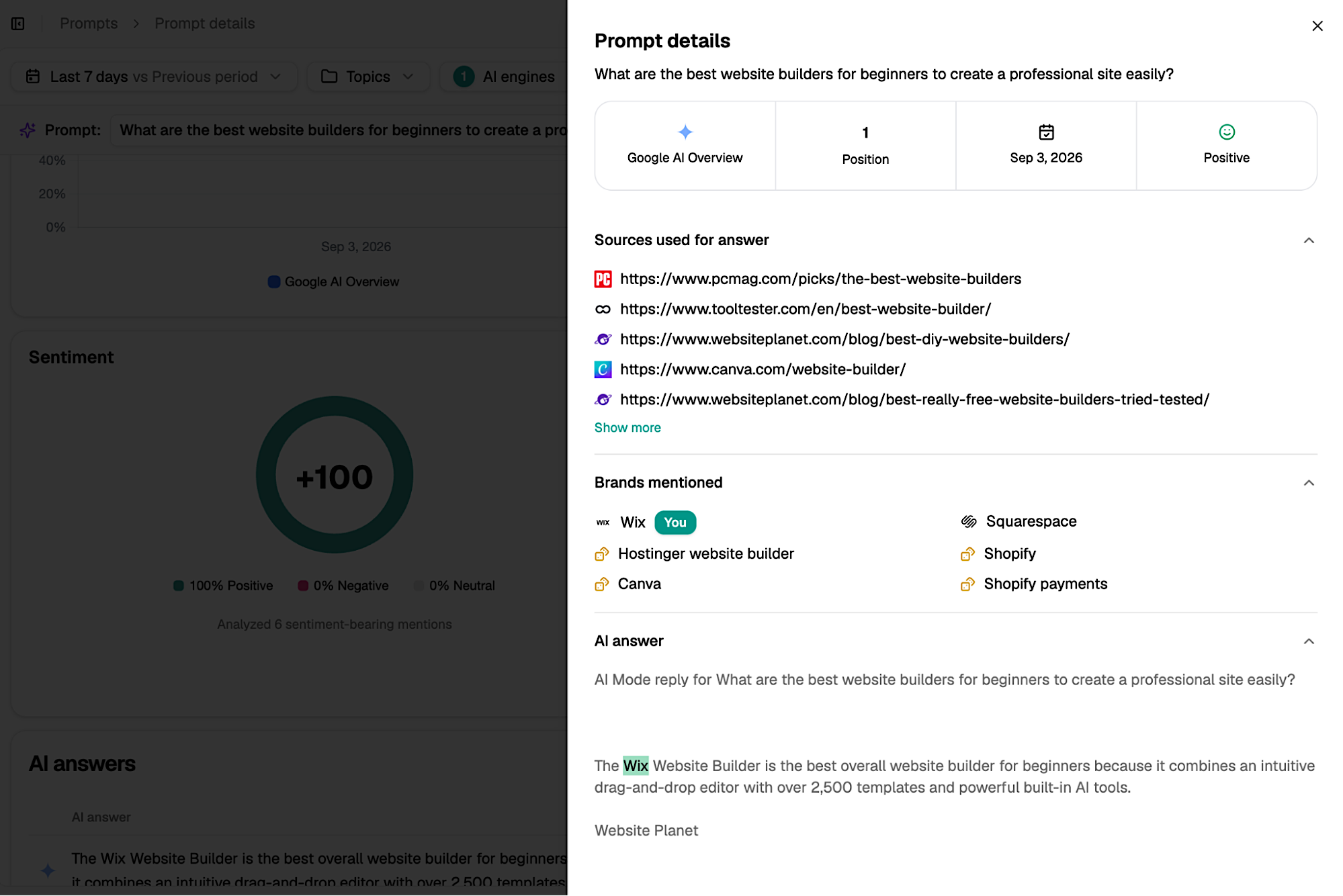Prompts data in SE Visible Detailed prompts analytics in SE Visible