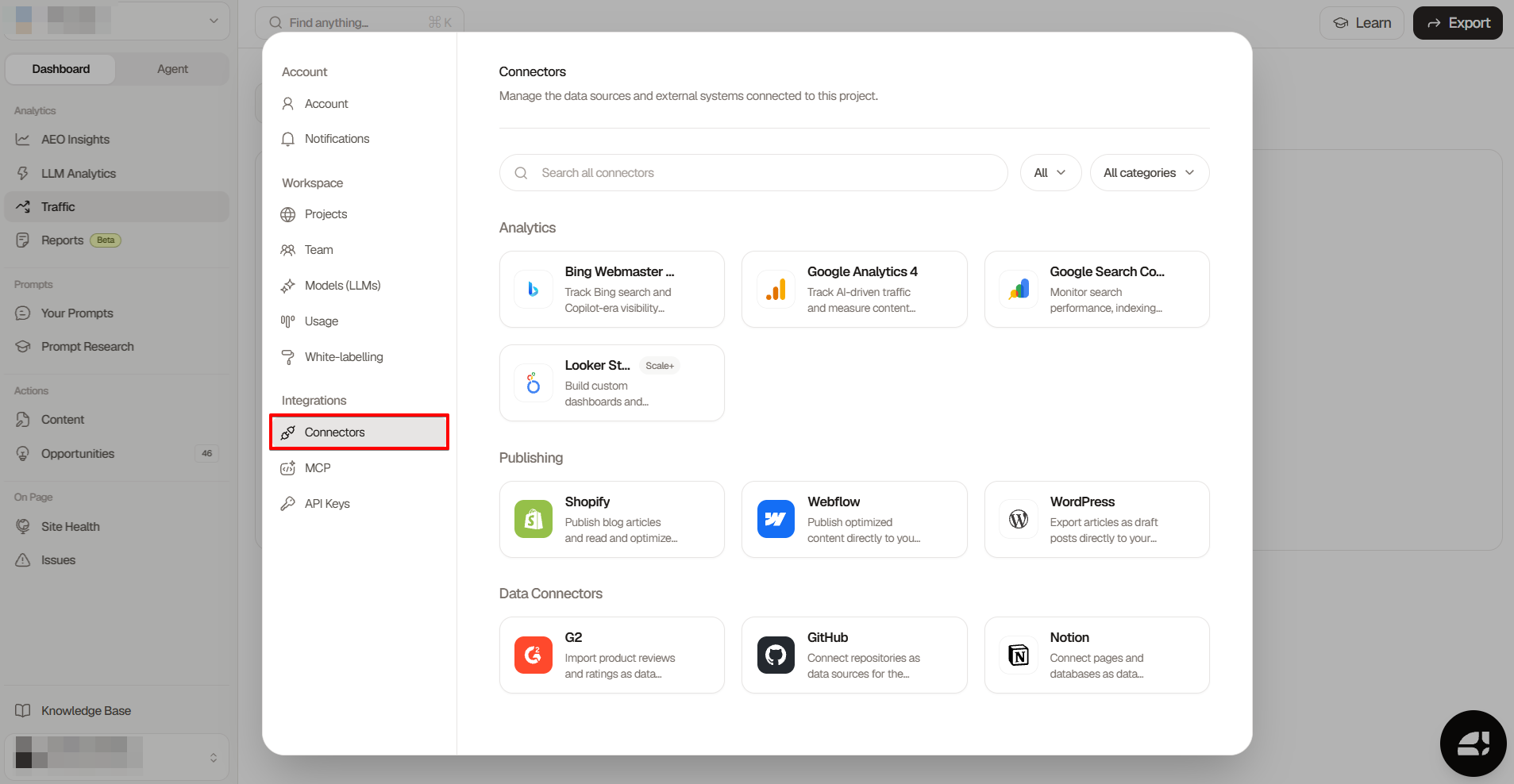 Searchable content connectors list Searchable content connectors