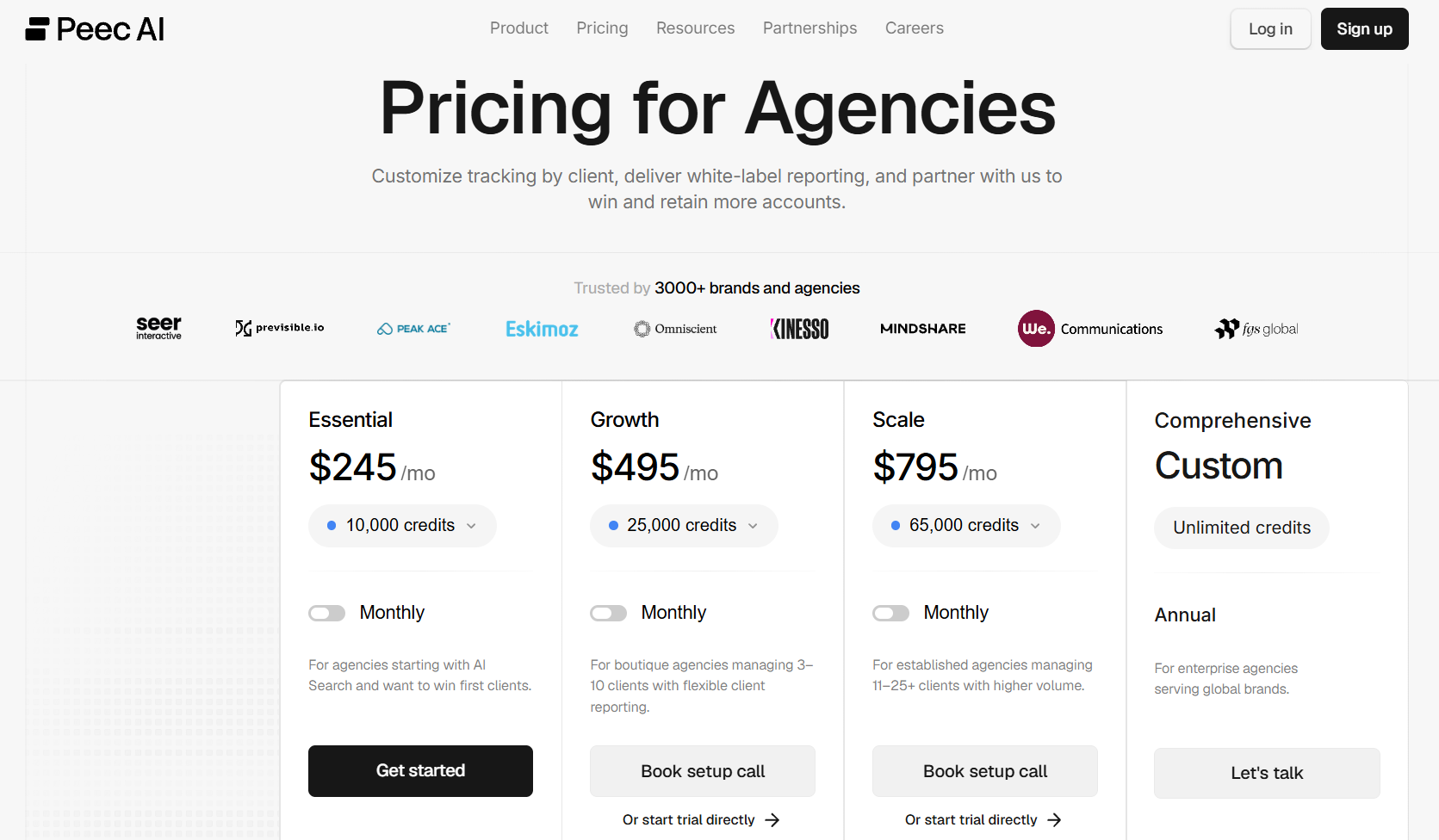 Peec AI's agency pricing