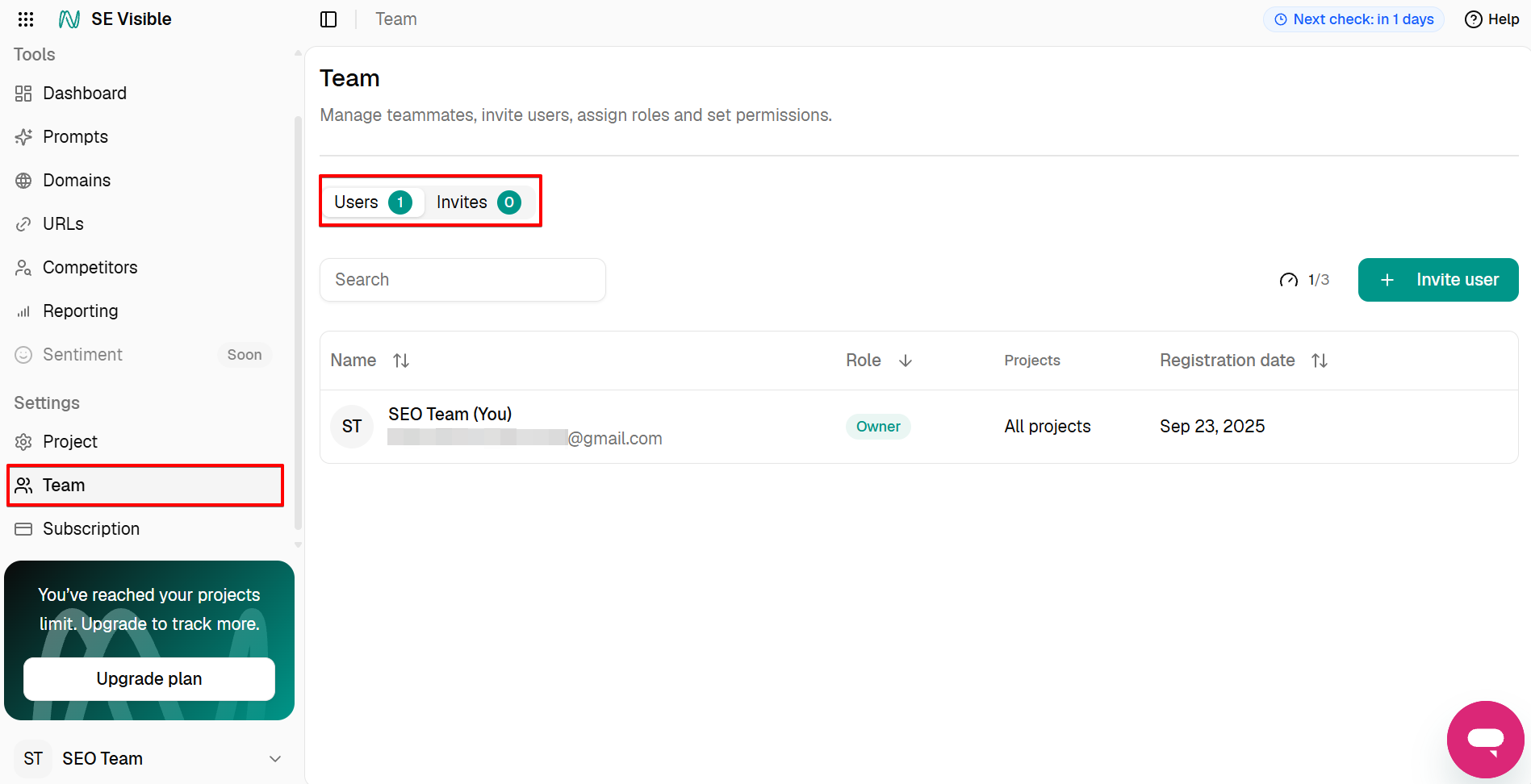 SE Visible team management SE Visible team settings